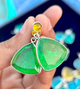 Péridot Cristal Argent Boucle D'oreille Saphir Jaune Boucle D'oreille Unique Classique Vert Boucle D'oreille Femmes Bijoux En Argent - Product Image 3