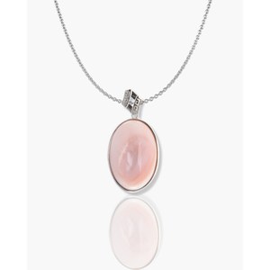 Pendentif ovale classique - Charme plaqué rhodium et or avec cristal, diamant et perle - Product Image 3