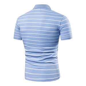 Polo à manches courtes pour hommes, poitrine, trois rayures, couleur assortie, mode, streetwear, golf, polo neuf en coton, grande taille pour hommes - Product Image 5