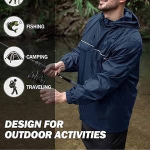 Veste de pluie légère à capuche imperméable d'extérieur veste coupe-vent escalade camping aventures en plein air téléchargées par robe de sport - Product Image 2
