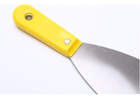 Kit professionnel d'outils de construction pour plâtrage et cloisons sèches, comprenant un ensemble de couteaux à mastic et spatules grattoirs en acier au carbone avec manche en plastique jaune
