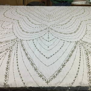 3D Hand Beaded <b>Embroidered</b> Net Fabric Luxury Wedding Garments Accessories with Elegant Embroidery Technique Nonwoven Fabric - Product Image 4