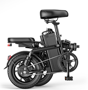 Bicicleta eléctrica urbana plegable con neumático 14*2.215, batería de litio de 48V 8A, frenos de doble disco, doble suspensión y doble asiento. - Product Image 6