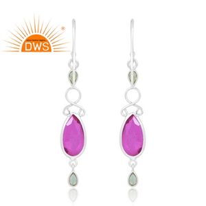 Pendientes de plata de ley 925 con peridoto y dobladillo, joyería personalizable con piedras preciosas de cuarzo turmalina - Product Image 2