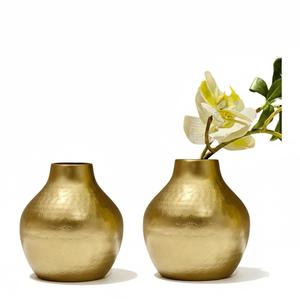 Ensemble de 2 vases à fleurs en métal doré faits à la main, vases décoratifs en fer brillant modernes pour la décoration de la maison, salon, mariage et cadeaux - Product Image 3