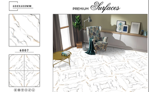 Azulejos de Cerámica Brillante y Mate de Primera Calidad al por Mayor, 600x600 mm, Azulejos de Porcelana Blancos y Negros para Piso, 8 mm de Grosor, <0.5% de Humedad - Product Image 4