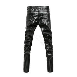 Pantalon en cuir pour homme de haute qualité personnalisé - Léger, décontracté, taille mi-haute, braguette à boutons, design respirant et écologique - Product Image 2