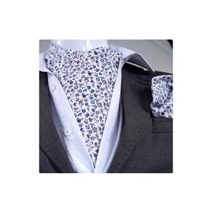 Ensemble d'écharpe et de mouchoir à imprimé floral blanc pour hommes adultes, fabriqué en Turquie - Product Image 1