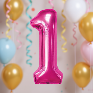 Palloncini Numero Fucsia N1 45cm 12 pz in Confezione - Product Image 3