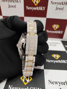 Nuevo reloj Iced Out de lujo personalizado de acero inoxidable ajuste hecho a mano Bustdown Hip Hop VVS Moissanite reloj precio de fábrica - Product Image 5