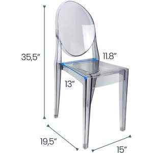 Sedie Ghost Minimaliste Trasparenti Impilabili, Set da 4, Grigio Fumo, per Sala da Pranzo ed Eventi - Product Image 1