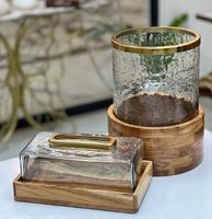 Nouveau design en métal coulé doré et boîte à mouchoirs en verre porte-serviettes pour hôtel maison et restaurant
