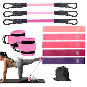 Bandes de résistance pour chevilles, manchons réglables, entraînement de force, yoga, fitness pour les jambes, les fessiers, mise en forme musculaire, comprend un rangement en filet - Product Image 1