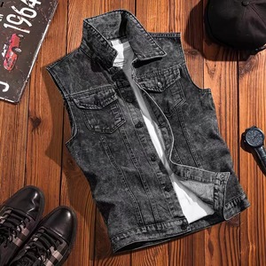 100% coton élégant Denim hommes vestes personnalisé sans manches coton veste pour hommes haute qualité lavé jean homme vestes - Product Image 2