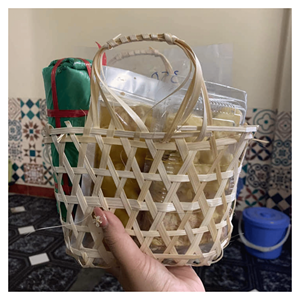 Bamboo <b>Gift</b> Basket Natural bamboo <b>gift</b> basket for festive <b>hampers</b> <b>wedding</b> favors and décor Vietnam made - Product Image 3