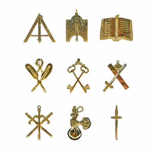 Masonic Set 9 Blue Lodge Cán Bộ cổ trang sức cổ xưa chấp nhận Nghi Thức Scottish - Product Image 1