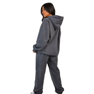 Pantalones de chándal con capucha de algodón 100% ecológicos de invierno de talla grande para mujer patrón sólido antibacteriano transpirable personalizable OEM - Product Image 2