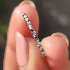 White Gold Diamond Wedding Band Round Cut Stackable Diamond <b>Rings</b> - Product Image 1