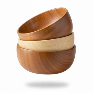 Cuencos de Servir de Madera de Acacia Clásicos Ecológicos de Alta Calidad, Forma Redonda, para el Hogar, Hoteles, Mesa, Cocina, Vajilla - Product Image 3