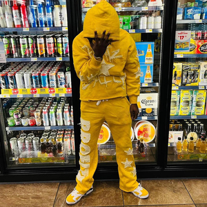 Ensemble de survêtement personnalisé deux pièces pour hommes, vintage, délavé au soleil, pantalon de survêtement délavé à l'acide avec écusson brodé du logo - Product Image 4