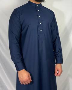 Thobe marocain élégant brodé en polyester pour hommes, vêtements arabes islamiques de qualité supérieure, tenue élégante, confortable et modeste - Product Image 1