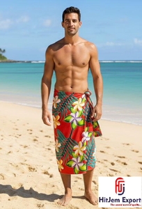 Men Polynesia Sarong Hawaiian Pareo <b>Chiffon</b> Fabric Soft Lightweight Tropical Beach Wrap - Product Image 6