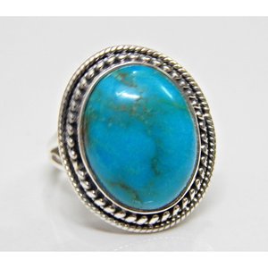 Anillo de Plata de Ley 925 hecho a mano, anillo de piedras preciosas turquesas naturales, joyería fina elegante, regalo para su aniversario, - Product Image 1