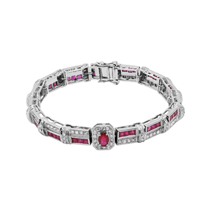 Rubis précieux avec diamant Bracelet en or blanc en or blanc 18 carats Bracelet cadeau pour bijoux de Noël pour la vente en gros - Product Image 1