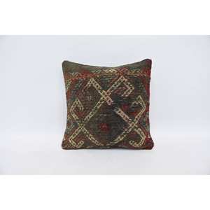 Multicolor Bohemian <b>18x18</b> Wool Pillow Portable Vintage Embroidered Woven Cushion for Bedding Floor Decor 14x14 Inch Decorative - Product Image 1