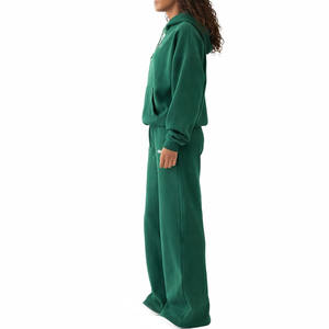 Women Heavyweight Cotton <b>Fleece</b> <b>Hoodie</b> and Jogger Set Relaxed Fit Streetwear Tracksuit Wholesale OEM Manufacturing - Product Image 3