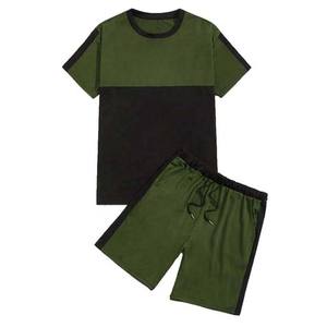 Conjunto de Verano de Alta Calidad para Hombre, Transpirable, Informal, de Punto, de Algodón Sólido, con Camiseta y Pantalones Cortos Estampados, Estilo Urbano - Product Image 1