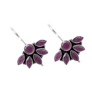 Boucles d'oreilles délicates en argent sterling 925 Boucles d'oreilles en rubis naturel Bijoux en or à la mode Cadeau d'anniversaire pour elle - Product Image 1