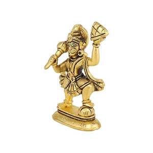 Estatuilla de latón puro Hanuman Ji Murti para la impresión de huecograbado Puja en el hogar - Product Image 2