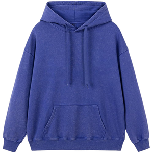 Sweat-shirt à capuche bleu royal délavé à l'acide, surdimensionné, vintage, délavé, en molleton doux, streetwear, vêtements d'hiver pour hommes et femmes - Product Image 1