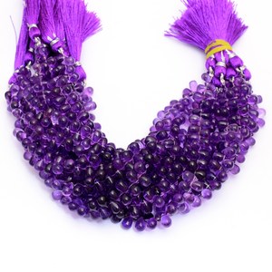 Perles en améthyste naturelle de qualité AAA+, forme goutte, lisses, 5x7mm-6x9mm, pierres semi-précieuses, pour la création de bijoux - Product Image 2