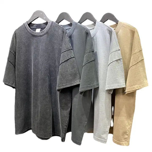 Camiseta de lavado ácido de alta calidad OEM 2025, ropa de calle lisa, camisetas Vintage de secado rápido, venta al por mayor, camiseta negra de lavado ácido transpirable - Product Image 1