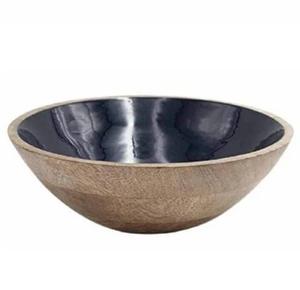 Bol en bois de manguier avec finition émaillée intérieure pour la décoration de table à la maison, à l'hôtel, au restaurant, bol à servir pour les aliments et les desserts - Product Image 1