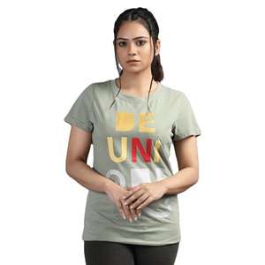 Camiseta de Verano para Mujer, Estilo Desgastado, Personalizada, Holgada, Informal, de Manga Corta, Calidad Premium, 100% Algodón, Bordada - Product Image 1