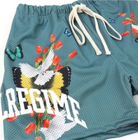 Shorts de basketball en maille pour hommes, personnalisables avec logo, haute qualité, respirants, séchage rapide, en polyester tricoté, avec cordon de serrage, vente en gros, 5 pouces