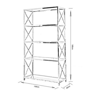 Thép không gỉ đa qua kệ sách với 5-Tier tấm trong thủy tinh được sử dụng cho kệ trưng bày và thư viện trong Home & nội thất văn phòng - Product Image 5
