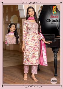 Capsule lourde de travail de broderie de concepteur indien imprimé haut bas avec l'exportation de Chanderi Dupatta par Maruti Fashion - Product Image 5