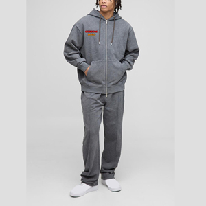 Venta al por mayor 100% de algodón polar de los hombres de gran tamaño con cordón chándal de peso medio impreso Acidwash pantalones de chándal con capucha de invierno Hip Hop 2 - Product Image 1