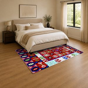 RUGS DEPOT LXDP-0542 Großhandel Roter Burgunder Ethnischer Kelim Digital Bedruckter Maschinenwaschbarer Chenille-Teppich Rutschfest - Product Image 3