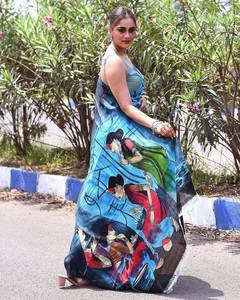 PURO BISHNUPURI TUSSAR CALIDAD ESPECIAL TRABAJO PINTADO A MANO SAREE CON BLUSA - Product Image 4