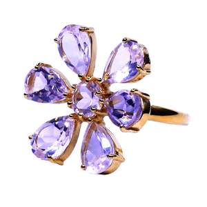 925 Sterling Silver Rose <b>Quartz</b> <b>Ring</b> Classic Style Gold Plated for Weddings - Product Image 2