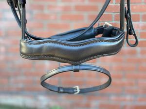 Producto de caballo de cuero real con brida Grakle personalizada con Riendas de goma de colores marrón/Negro/mazorca/caballo completo - Product Image 3