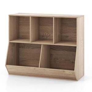 Organisateur de jouets en bois chic à 5 cubes pour enfants avec kit anti-basculement Coffre efficace pour la gestion des jouets Fabriqué en Chine Modèle AL1264 - Product Image 1