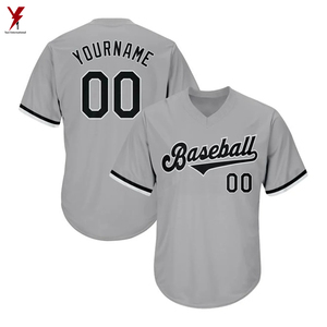 Maillot de baseball bleu de qualité supérieure à prix d'usine maillots de baseball d'équipe à manches courtes et col en V avec logo - Product Image 5