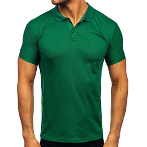 Polo manches courtes en coton et polyester à motif uni avec logo personnalisé pour hommes, vêtements d'été avec bouton en gros - Product Image 1