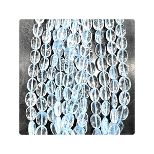 Cuentas de forma ovalada facetadas de Topacio Azul de alta calidad al por mayor de buena calidad natural 14 pulgadas Tamaño 7-8mm aprox. - Product Image 1
